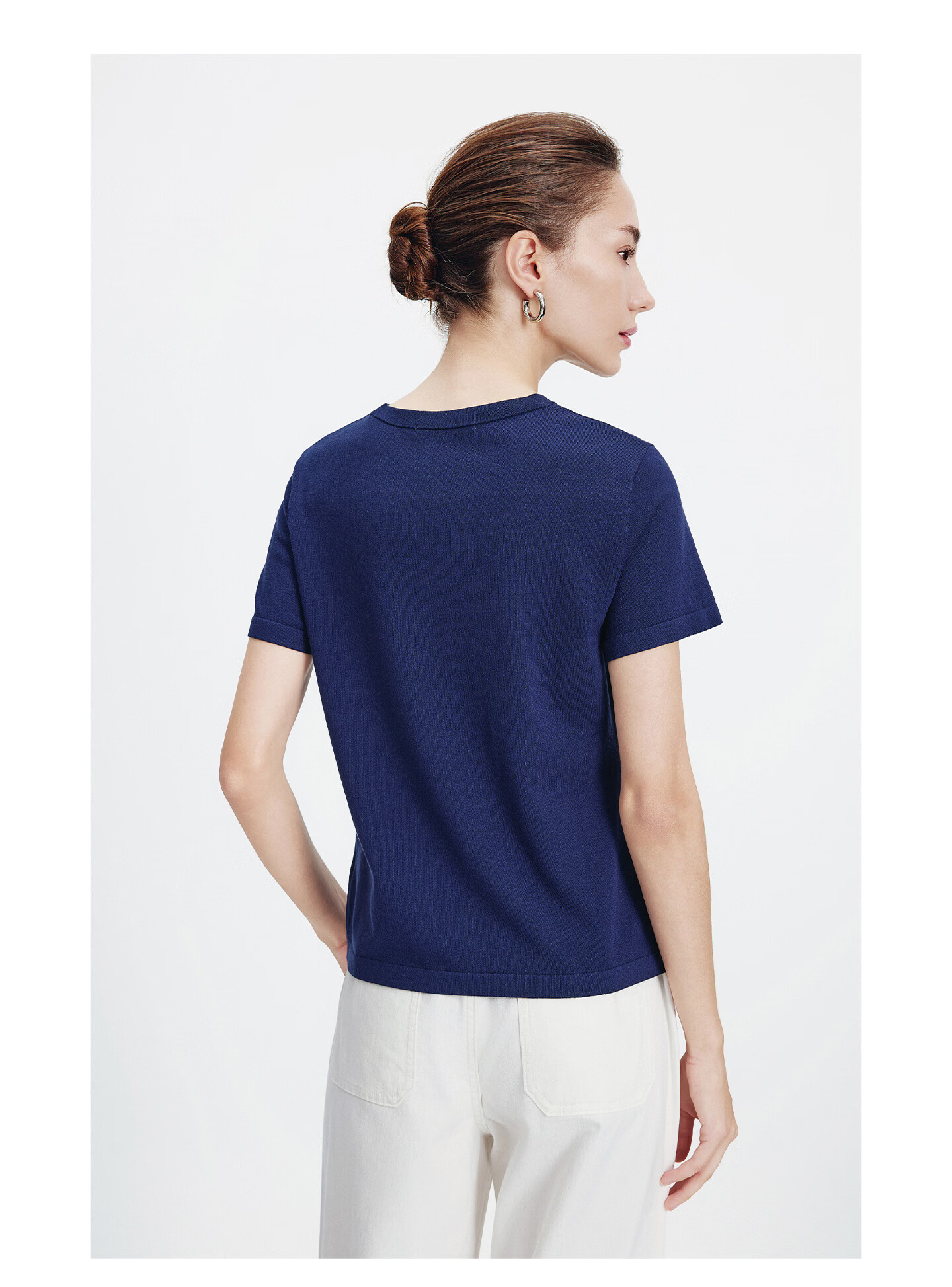 Navigare Small Sailboat Basic Short Sleeve T-Shirt Women 2026 New Round Neck Solid Color Knit Top 2325506507 53