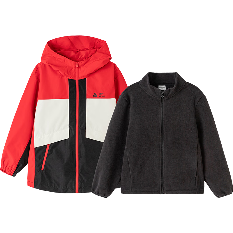 BALABALA Kids Fleece Two-Piece Set Boys' Jacket 2025 Spring Autumn Cotton Waterproof New Year Outfit