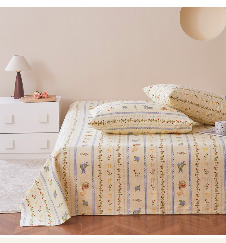 Hongdou Rustic Fabric Bed Sheet Single Piece Quilt Cover Double/Single Bed Sheet Four Seasons Skin-Friendly Bedding Bedspread 150*230cm Cat Paw 7