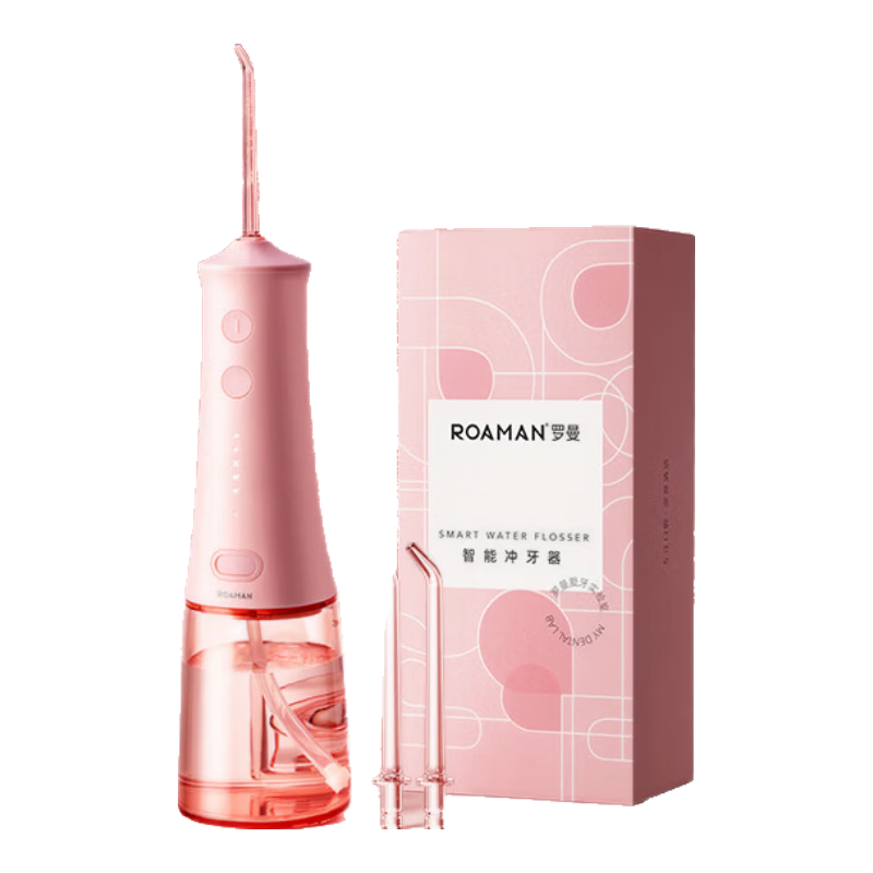 ROAMAN Bear Portable Electric Dental Orthodontic Water Flosser Teeth Cleaner Water Jet Student Gift for Couples W10 Pink
