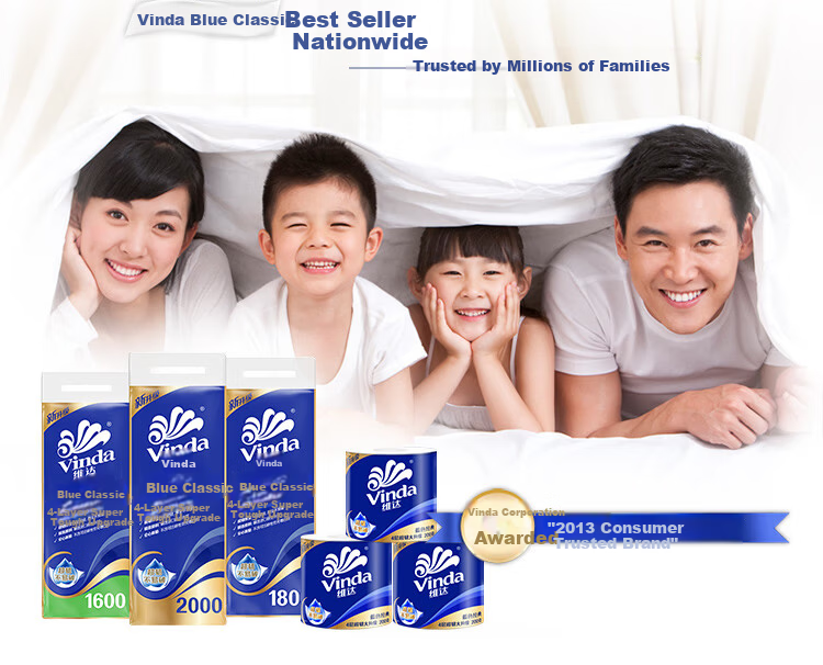 Vinda [Single Pack] Core Roll Toilet Paper, Blue Classic, 1400g, 4-Ply, 140g*10 Rolls, V4069 9