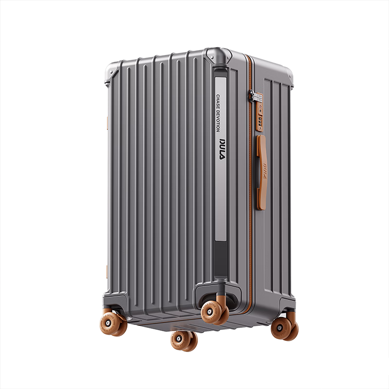 DULA Innovative Plastic Frame PC Luggage Large Capacity Cup Holder Trolley Case Travel Suitcase Password Lock 28 Inch Slate Brown