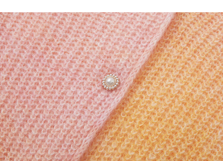 Demana Spring Irregular Gradient V-Neck Slim Knit Cardigan with Wool and Mohair for Petite Women 13