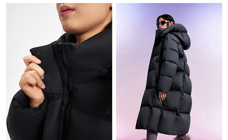 BOSIDENG Off-Season Women's Down Puff Jacket Winter 90% Down Thickened Detachable Hood Loose Extra Long Coat Mall Same Style 14