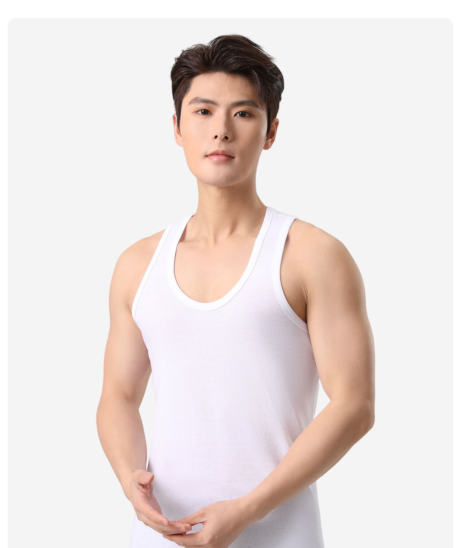 Yalu Pure Cotton Men's Tank Top Racerback Sports Fitness Sweat-Absorbing Breathable Loose Sleeveless Undershirt 10