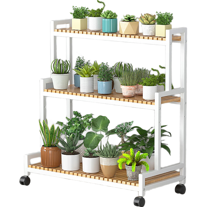 Milin Modern Minimalist Flower Stand, Floor-Standing Balcony Iron Art Living Room Decorative Flower Rack, Bonsai Stand, 100cm Three-Tier White