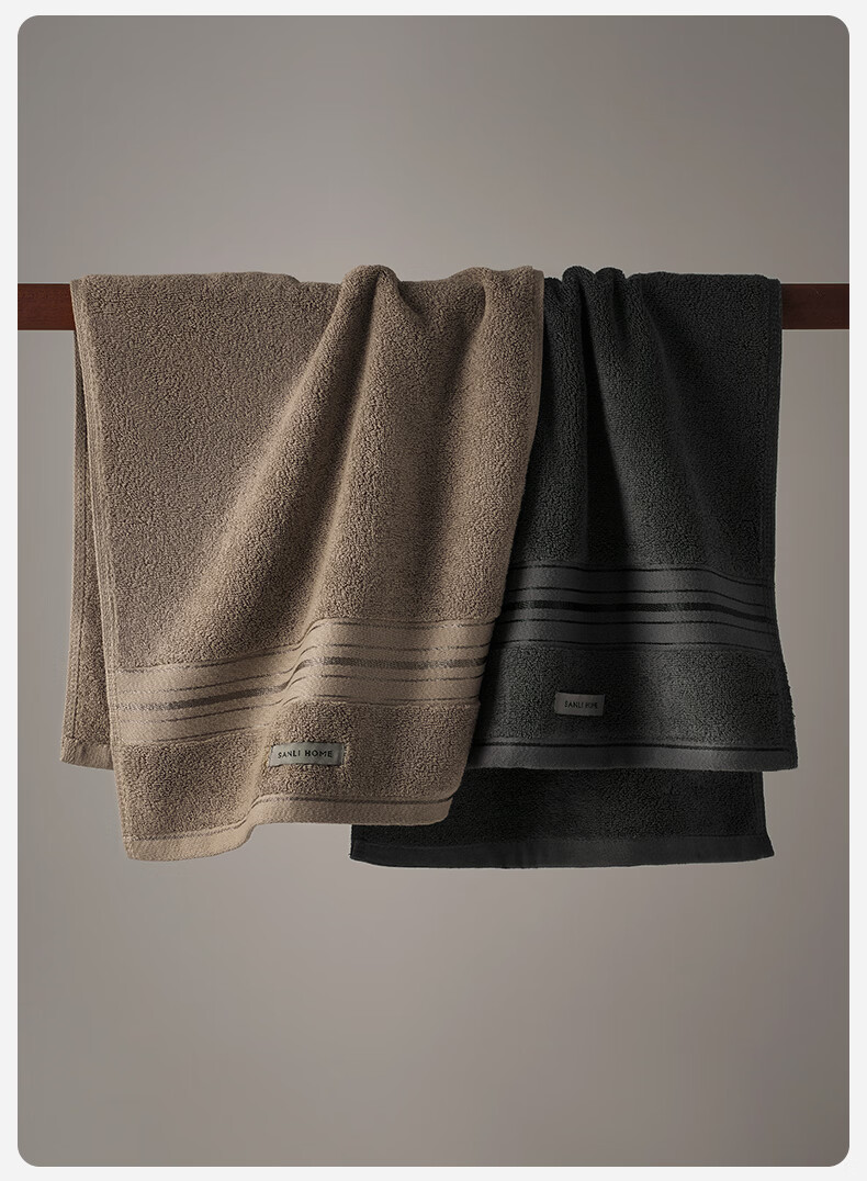 Sanli Pure Cotton 10A Antibacterial Household Face Towels for Men, Bath and Sports, 2 Thickened Absorbent Towels 120g Gray Pink 5