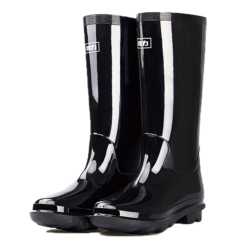 Warrior Men's High Tube Rain Boots Outdoor Fishing Car Wash Waterproof Wear-Resistant Rubber Shoes 886838 Size 41 Mid Tube