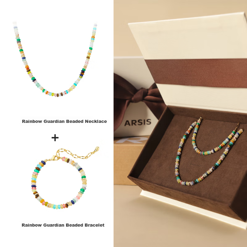 Arsis Exclusive Butterfly Gift Box Rainbow Necklace and Bracelet Original Design Fashion Versatile Jewelry Gift for Girlfriend