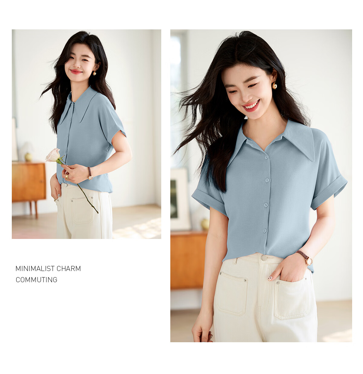 Taxiang Long-Sleeve Shirt for Women, Retro Design, Simple Blouse, Versatile for Commuting, Chiffon Top, Cardigan T143C2003 15