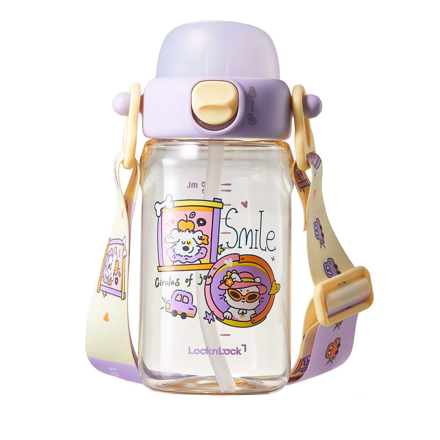 Lock&Lock Children's PPSU Straw Cup Portable Anti-Fall Sports Water Bottle for Primary School and Kindergarten