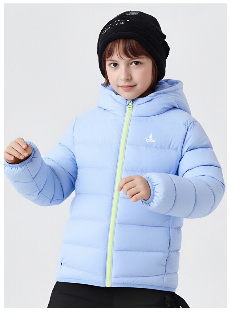 Navigare Kids Down Jacket Boys Ribbed Down Coat Girls Warm Off-White Hooded 150 14