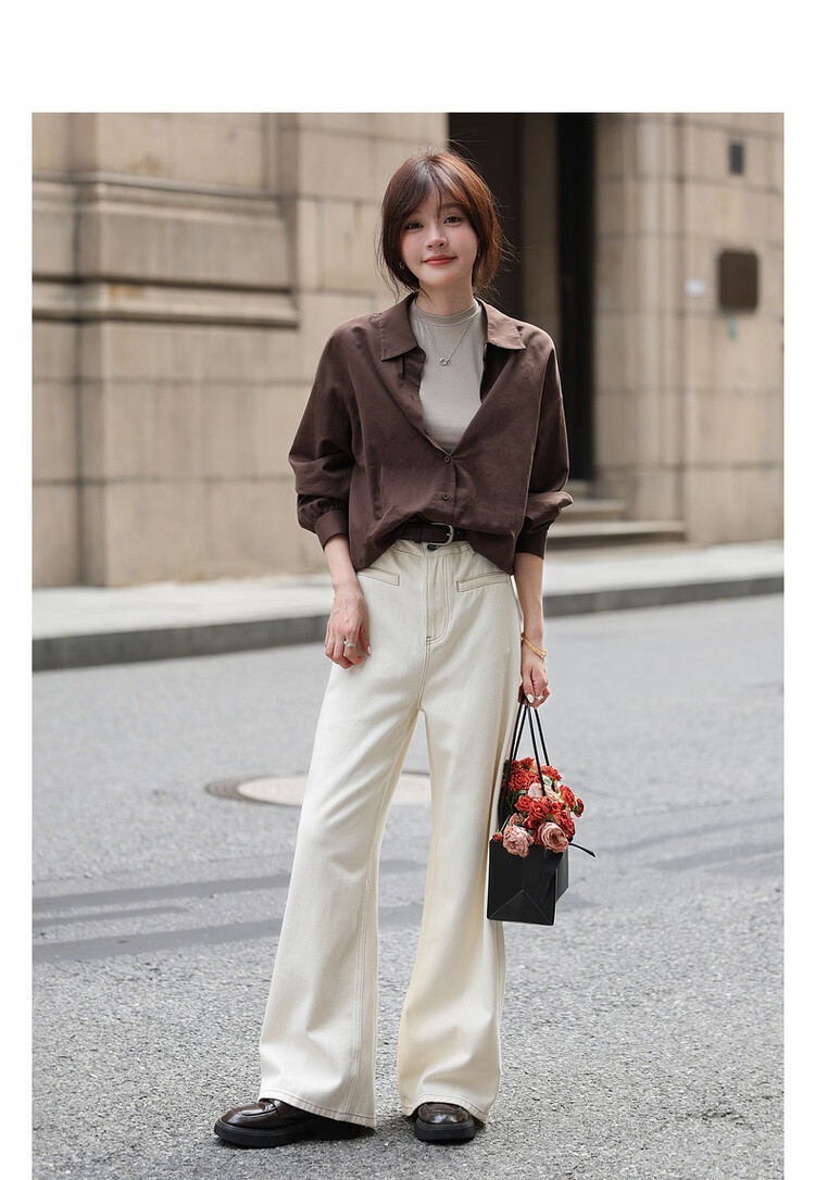 Mt [Danren Formula] Autumn Simple Commuter Pure Cotton Straight-Leg Slimming Comfortable Washed Women's Jeans 2