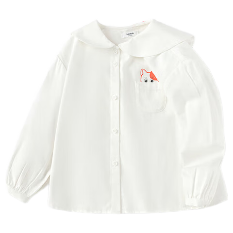 BALABALA Children's Shirt, Girls' Spring 2025 New Style, Baby Toddler Long-Sleeve Top, Large Lapel Blouse, 208125102001