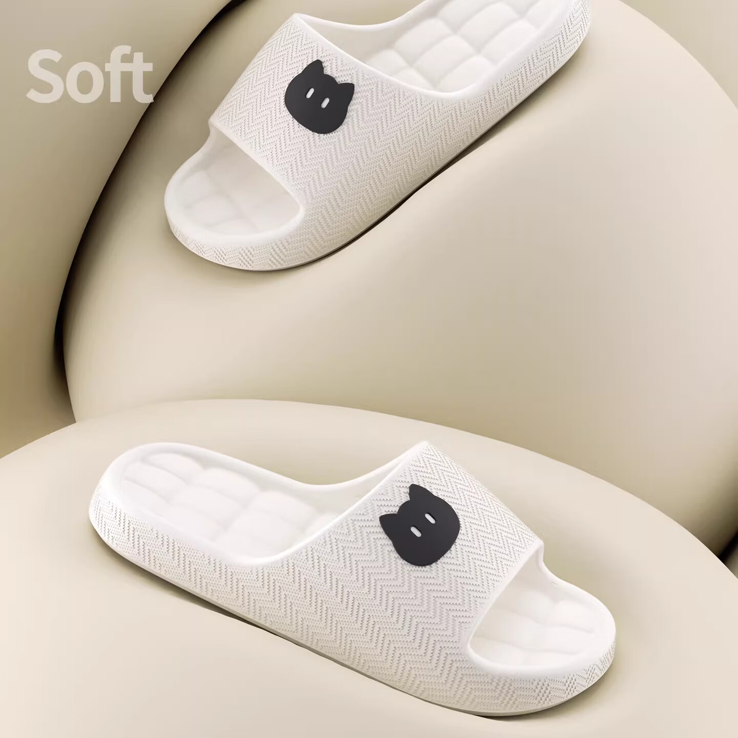 Qiumuxi Women's Non-Slip EVA Bathroom Slippers Thick-Soled Quiet Indoor Cute Couple Student Dormitory Sandals