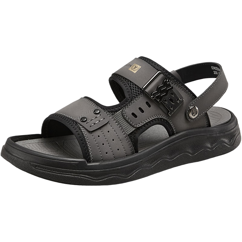Eierkang Men's Outdoor Casual Dual-Purpose Beach Sandals Lightweight Water-Resistant Sandals 96678W Gray Size 40