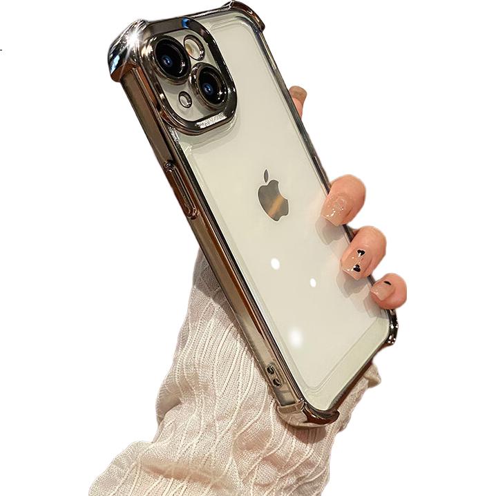 Чехол для iPhone 15 Mengxiangkejia, прозрачный, с полной защитой камеры, ультратонкий, противоударный, пылезащитный, антиотпечатки, простой дизайн для мужчин и женщин, титановый серый