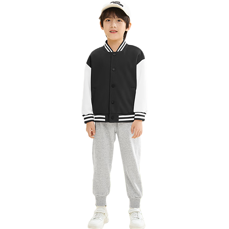 Jeanswest Children's Sportswear Set, 2025 Girls' Stylish Jacket, Big Kids Patchwork Baseball Uniform, Girls' Autumn Two-Piece Set