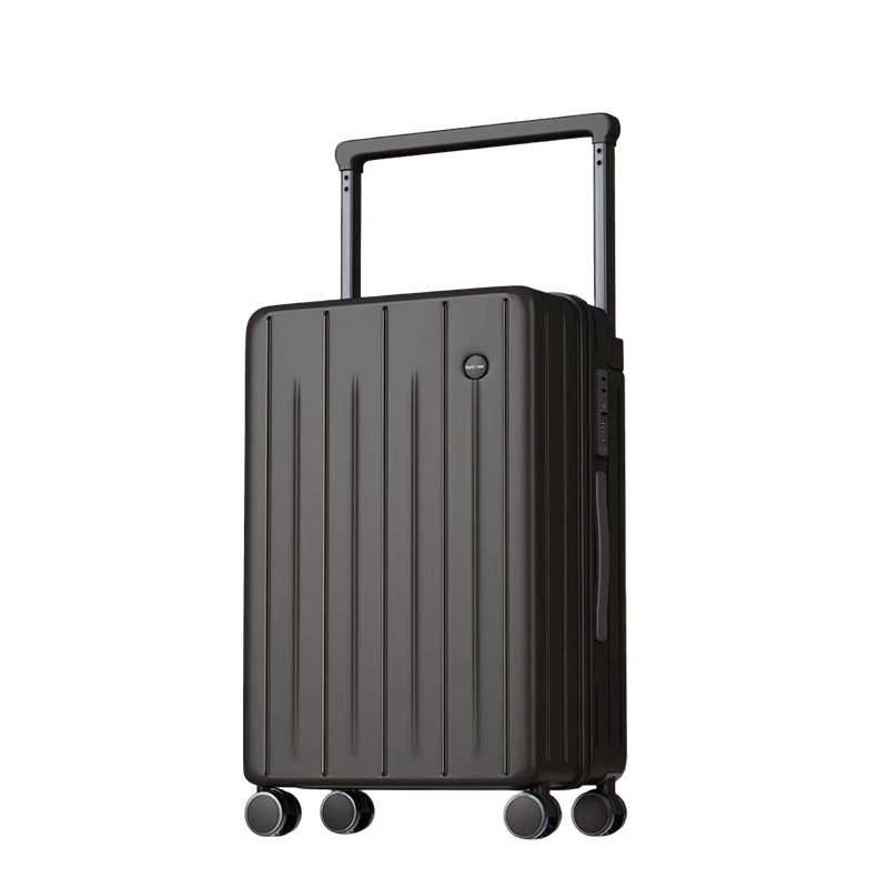 Fandia Wide Rod Luggage Unisex Multifunctional Leather Suitcase Password Travel Carry-on Phantom Black 20 Inch