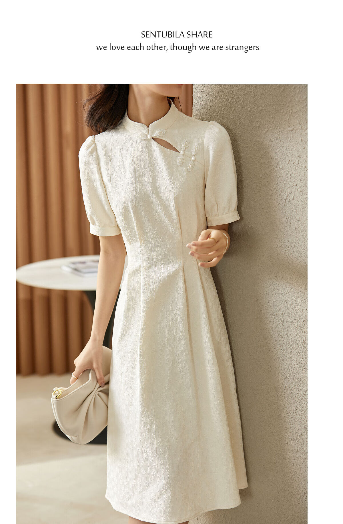 Shangdu Bila New Chinese Style Stand Collar Pankou Improved Floral Qipao Dress Summer Apricot Base Floral 132L48002 M 18