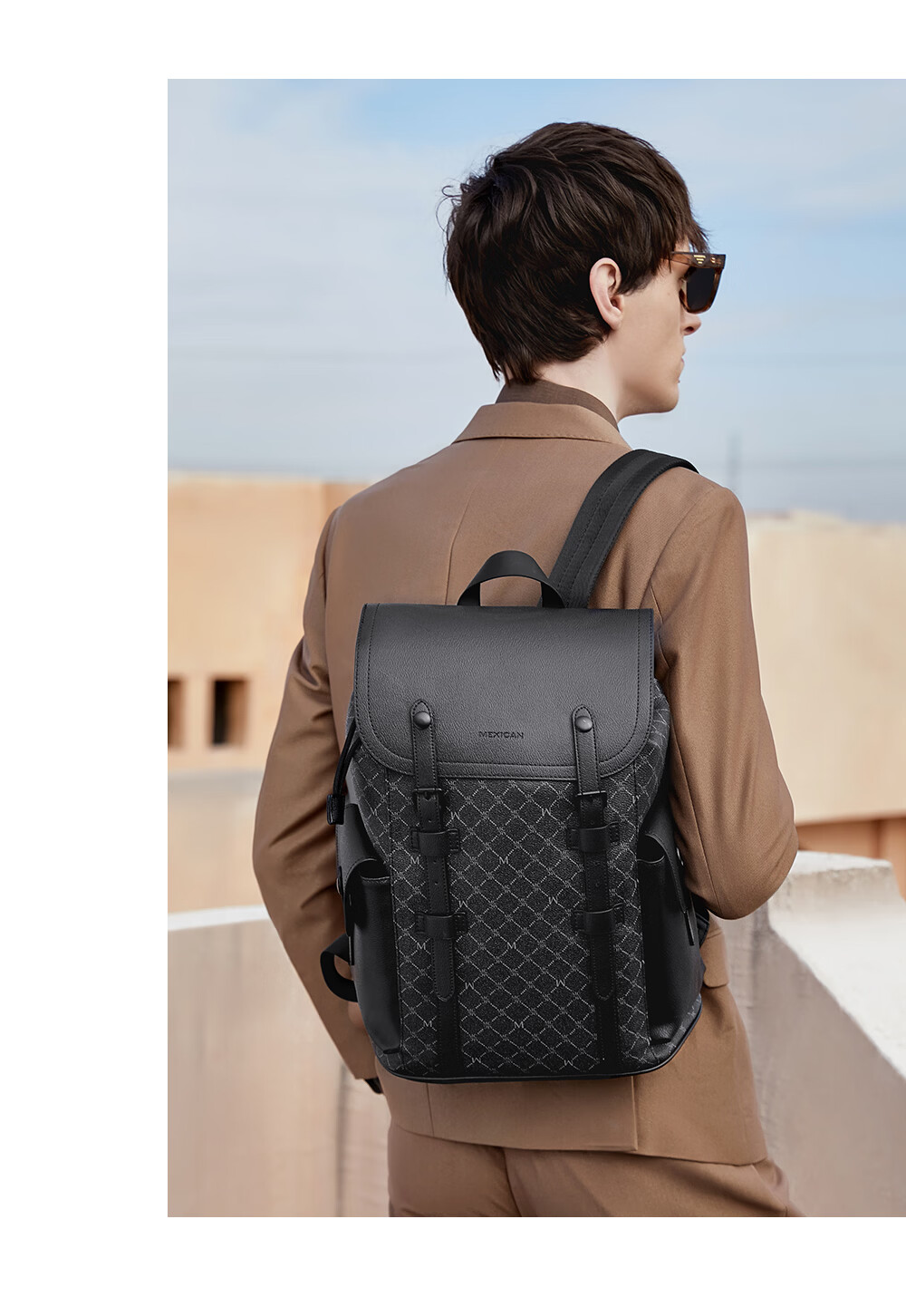 MEXICAN Men's Large Capacity Backpack Casual Travel Laptop Bag Business Lightweight Luxury High-End Stylish Tourism Backpack 15