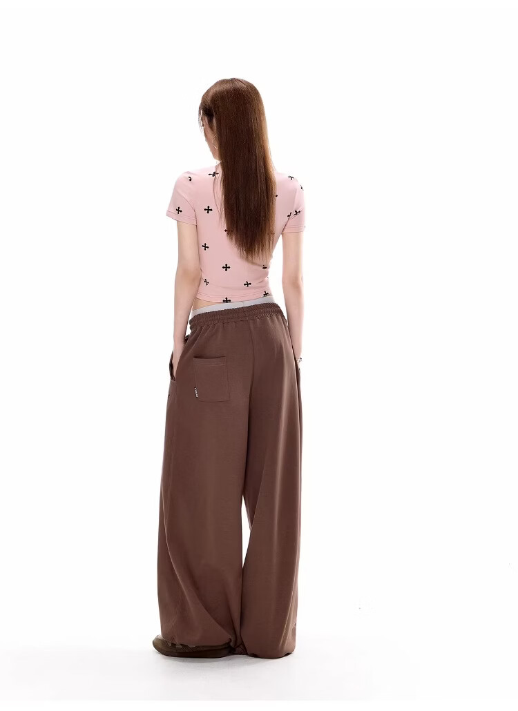 ICH MODE American Style All-Over Print Slim Fit Cropped T-Shirt for Women 2026 New Summer Hot Girl Round Neck Top Small Shoulder Pink L 20