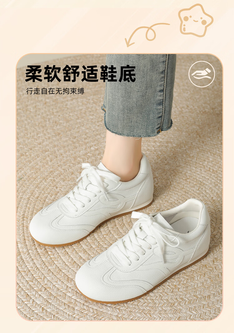 Zhuoshini Versatile White Sneakers for Women Soft Sole Sports Shoes White Size 35 (225mm) 1