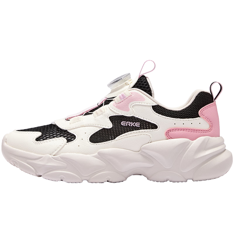 ERKE Kids Sports Shoes Unisex Summer Breathable Mesh Sandals Black/Crystal White/Christmas Pink Size 30