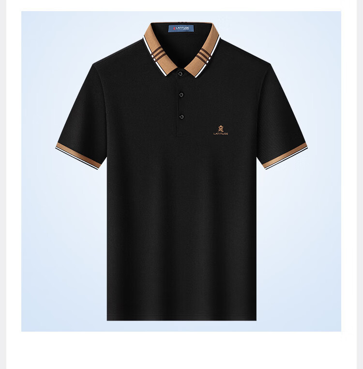 MONTAGUT Men's Short Sleeve Spring Autumn Business Polo Shirt with Mulberry Silk Color-Block Jacquard T-Shirt, Blue-Green, XL 8