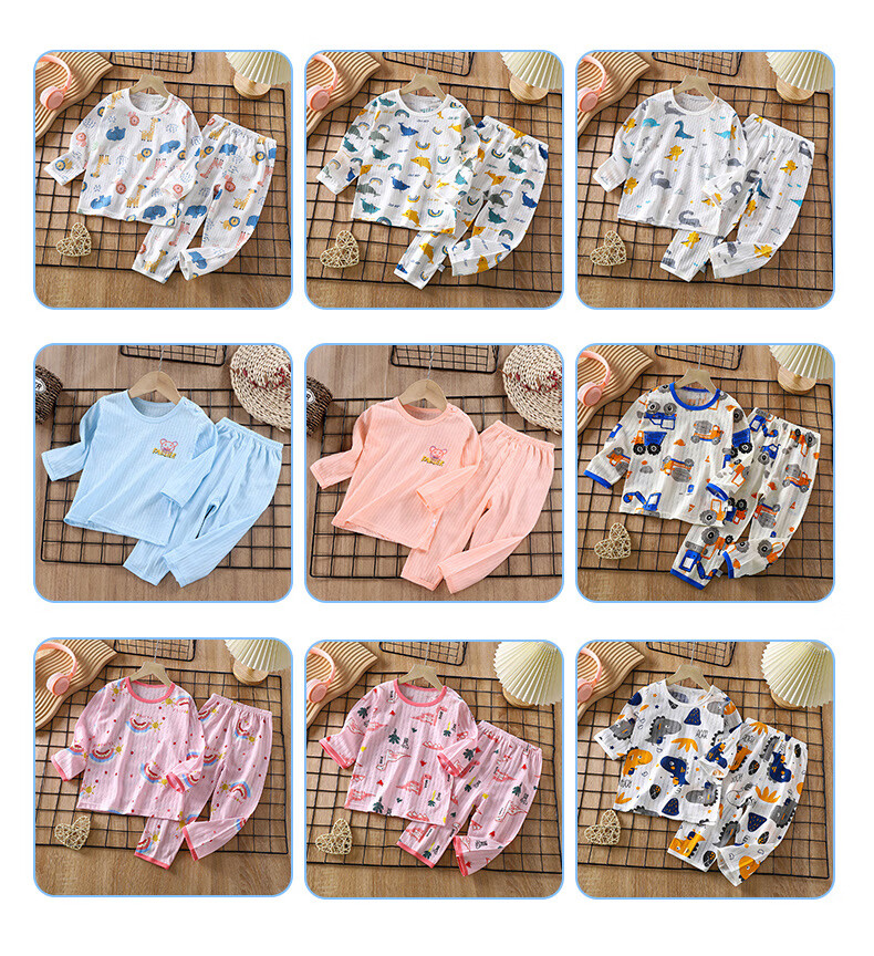 Yuzhaolin Kids Cotton Pajamas Boys Girls 3/4 Sleeve Air Conditioning Thin Sleepwear Cool Puppy 110 5