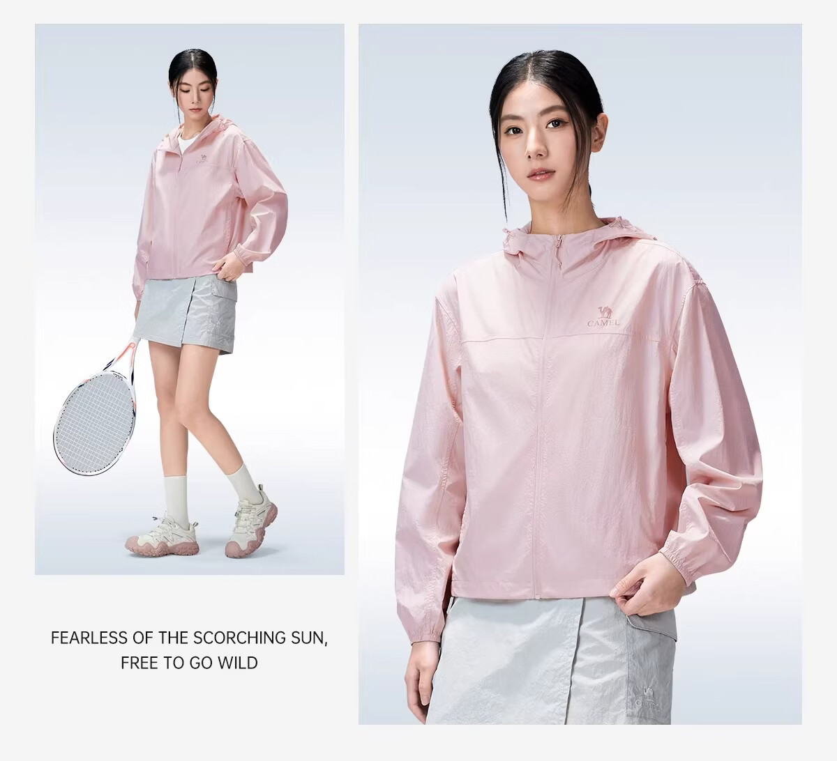 CAMEL Outdoor Sun Protection Jacket 2026 Spring Summer New Couple's Convertible Rain and Sun Wear Cooling Water-Repellent Hooded Sports Jacket 8010 18