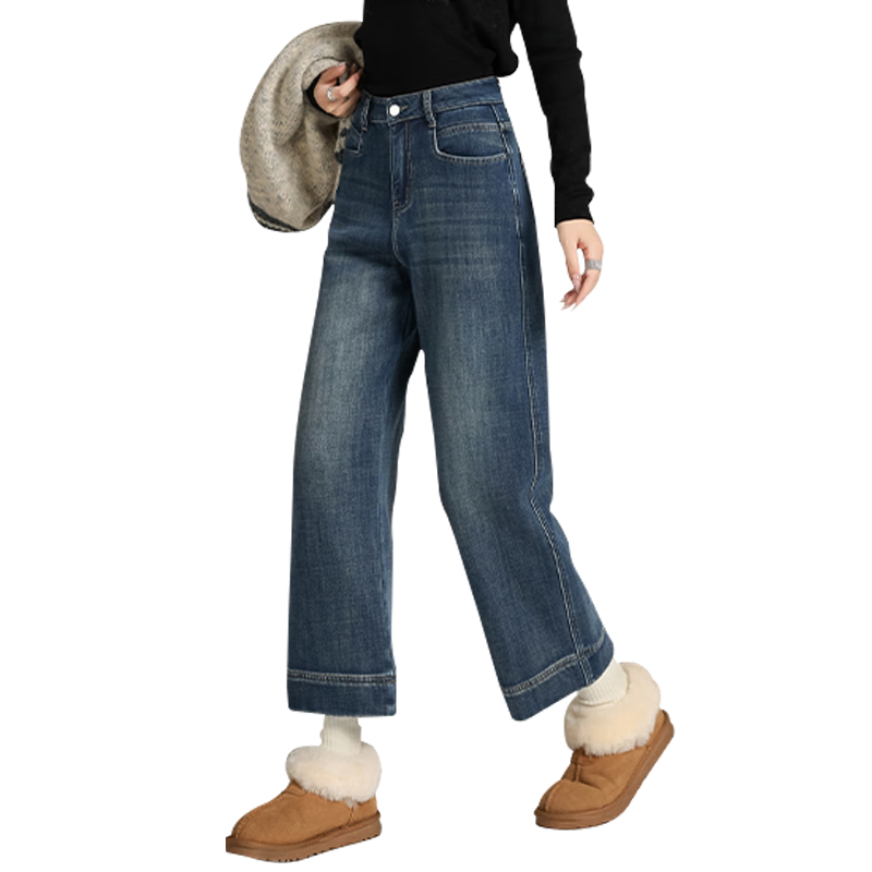BOPRUIEY Women's Loose Stretch High-Waist Cropped Straight-Leg Jeans 2026 New Spring Autumn Casual Pants