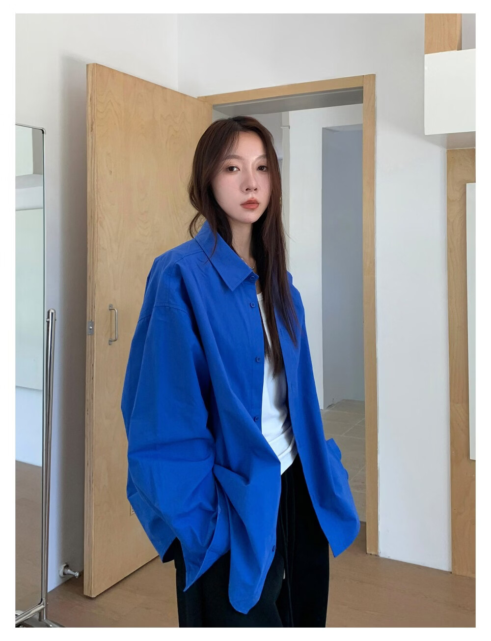 ICH MODE "Chic Subtlety" Fashion Design Relaxed Fit Long Sleeve Shirt Thin Jacket Women White S 7