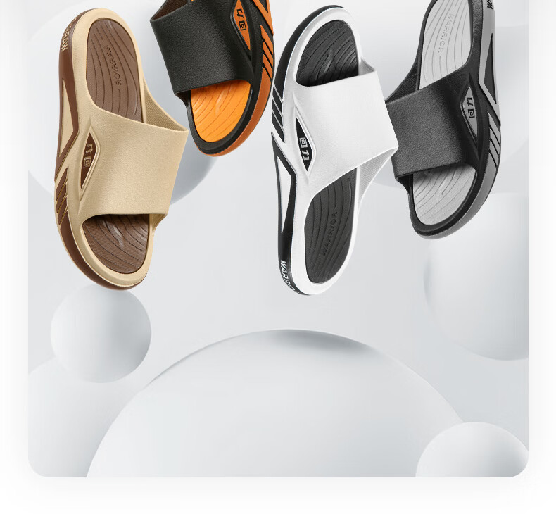 Warrior Official Men's Slippers 2026 Summer Non-Slip Wear-Resistant Slide Sandals White Black Model A Size 42-43 4