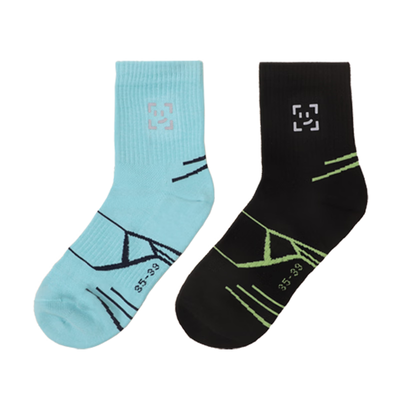 DR·KONG Kids Socks Comfortable Casual Colorful Socks (2 Pairs per Set) Spring and Autumn Style A00B1146 Black/Blue