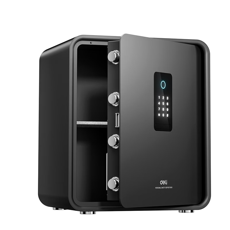 Deli Home Small Electronic Password Office Financial Safe Premium All-Steel Anti-Theft Wall-Insert Confidential Safe Automatic Door Opening 60cm Matte Black