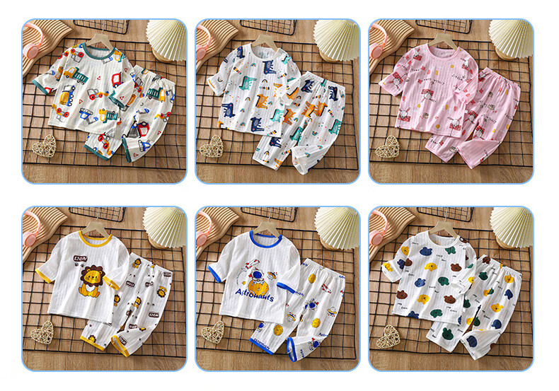 Yuzhaolin Kids Cotton Pajamas Boys Girls 3/4 Sleeve Air Conditioning Thin Sleepwear Cool Puppy 110 6