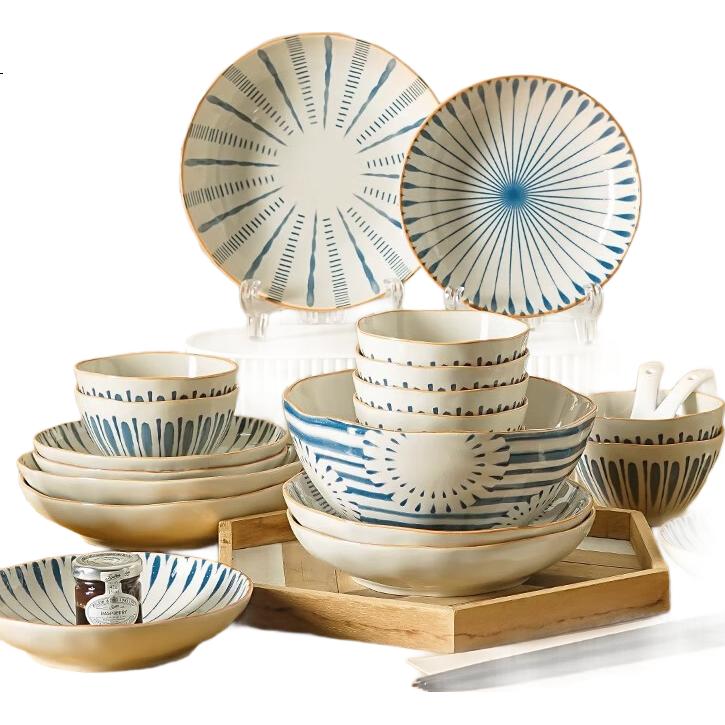 Набор керамической посуды CERAMICS, японский стиль, 24 предмета, для дома, подарочный набор