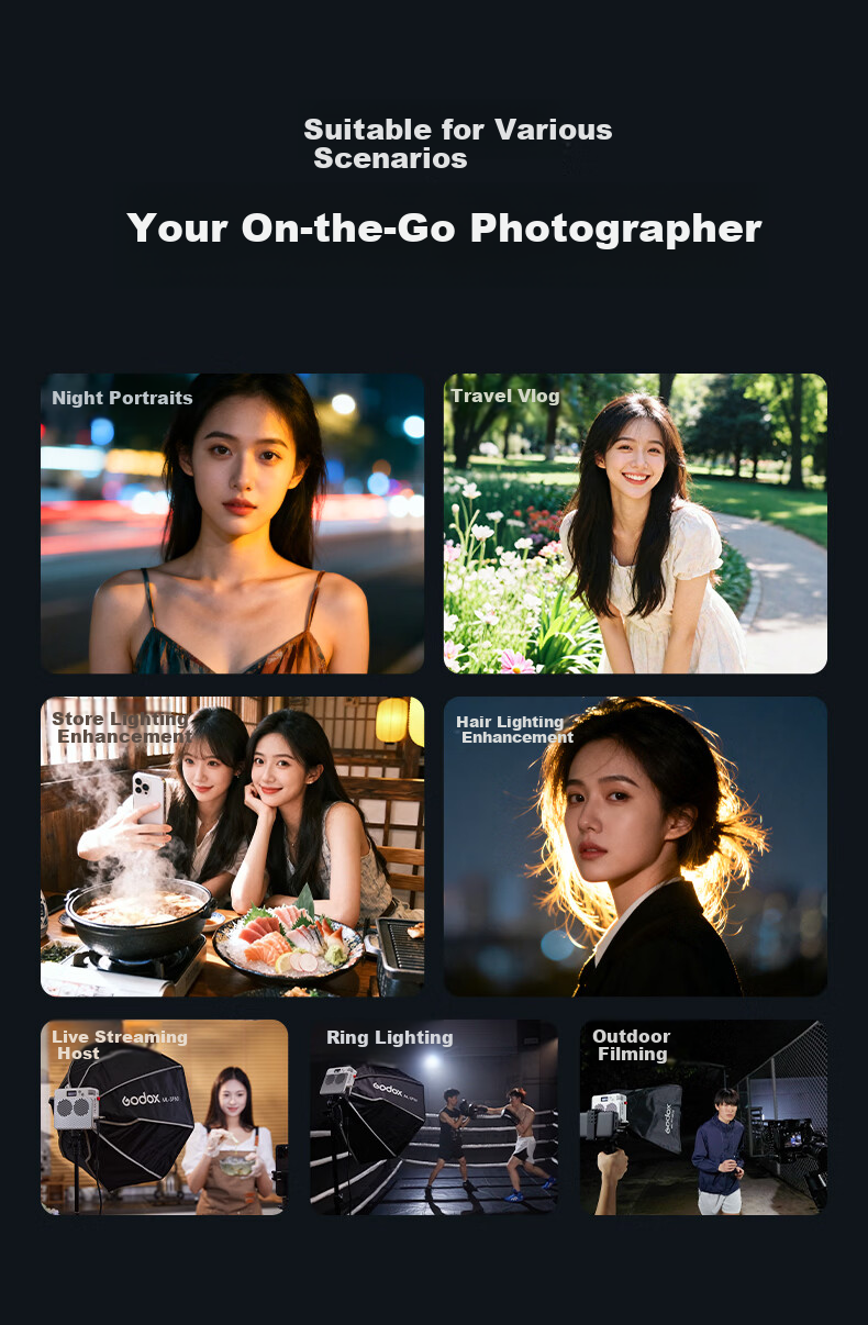 Godox ML80BI Continuous Fill Light Handheld Photography Light Portable COB Outdoor Shooting Video Light 4