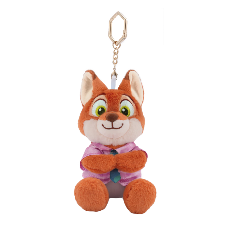 Disney Plush Toy Doll Stuffed Animal Birthday Gift for Girls, Zootopia Nick Bag Pendant Keychai