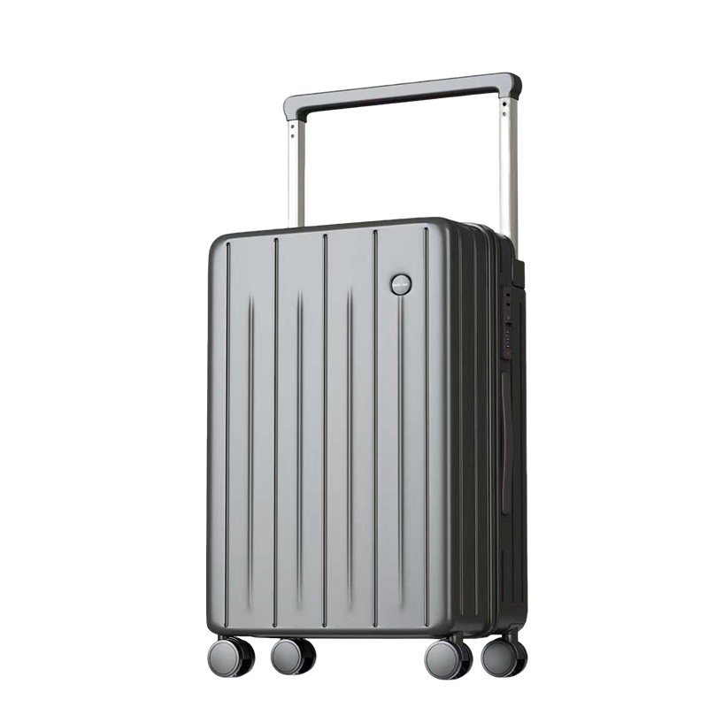 Fandia Wide Rod Luggage Unisex Multifunctional Leather Suitcase Password Travel Carry-on Elegant Gray 20 Inch