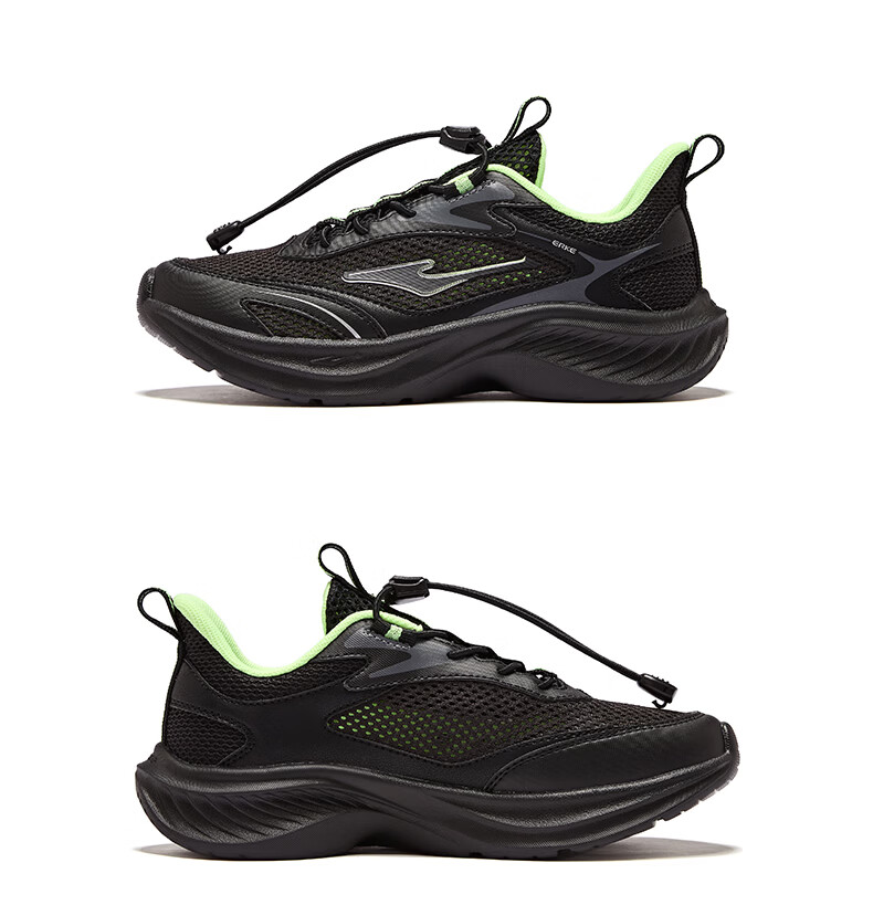 ERKE Kids Sports Shoes Boys and Girls Children's Lightweight Running Shoes with Drawstring Microcrystalline White/Sea Wave Blue/True Black Size 39 32