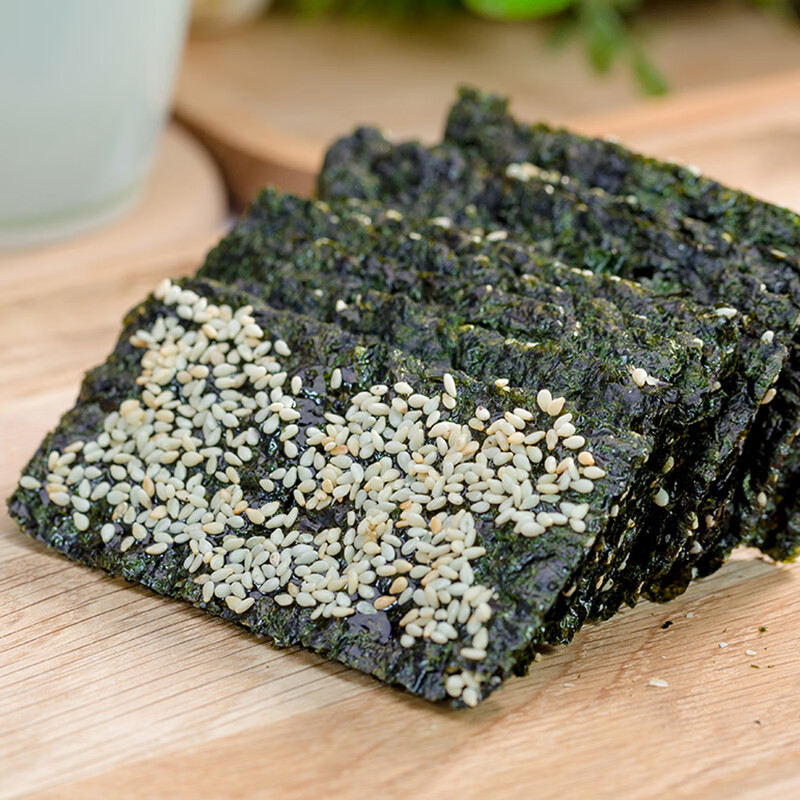 波力海苔芝麻夹心脆48克(8g*6)高蛋白儿童休闲零食礼包紫菜拌饭脆片