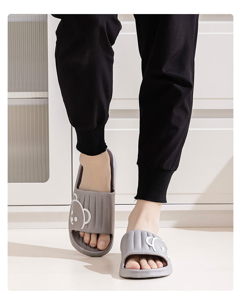 CXOCSI Men's EVA Thick Sole Home Bathroom Non-Slip Cartoon Couple Slippers Black Size 40-41 10