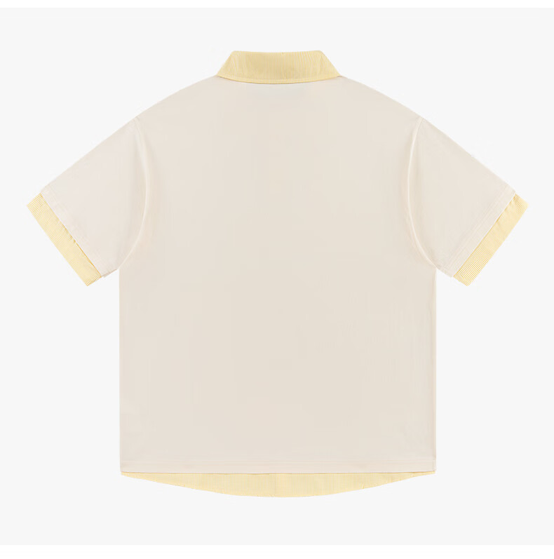Charles Peach Heart American Style Trendy Fake Two-Piece Small Heart Pure Cotton Couple Casual Short Sleeve Polo Shirt Unisex Light Khaki XS 18