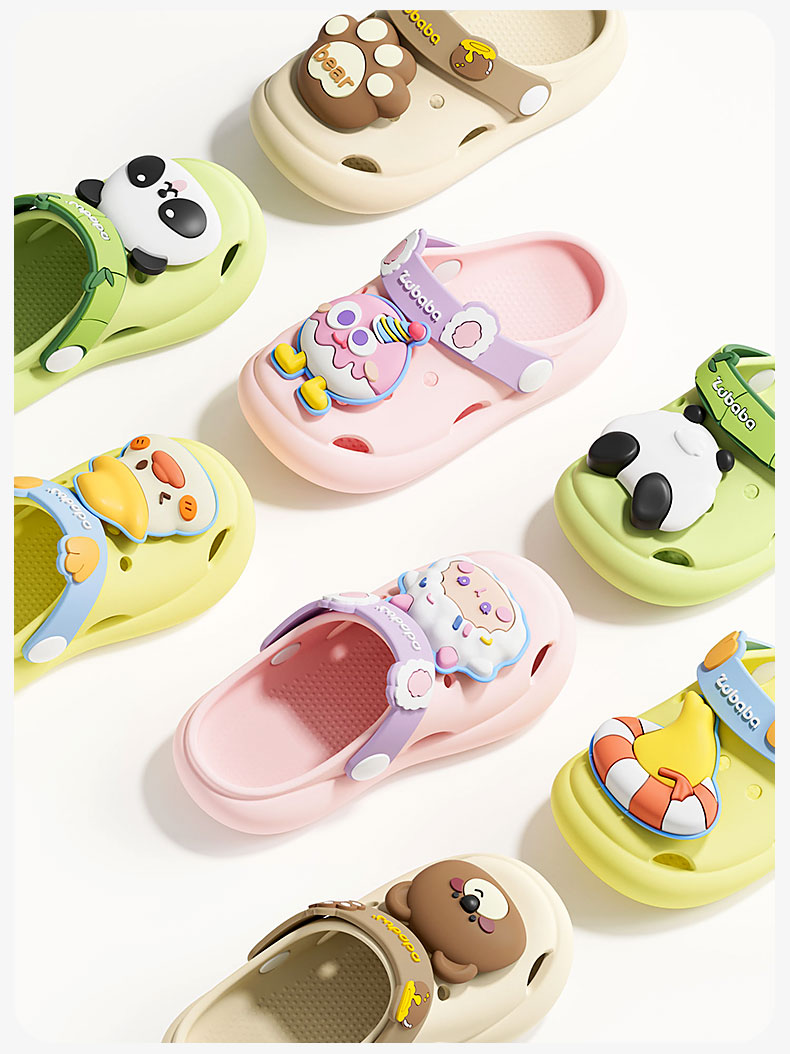 Pig Daddy Kids Summer Clog Shoes Boys Indoor Non-Slip Soft Sole Cartoon Toddler Sandals Khaki Size 18 11