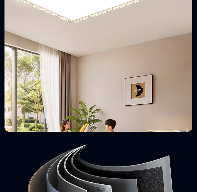 AUX American Pure Eye Protection AI Voice Smart Living Room Ceiling Light LED Main Light Luxury Crystal Modern Minimalist 22