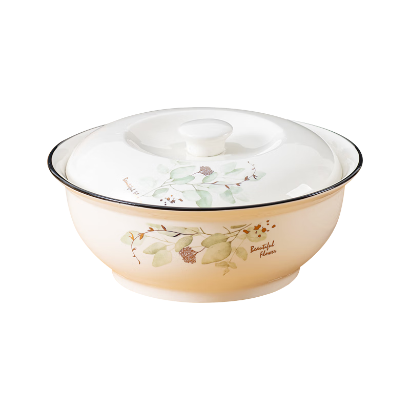 Jieyajie Ceramic Soup Bowl Large Household Stew Bowl Chinese Underglaze Color 9-Inch Soup Pot Chuyu