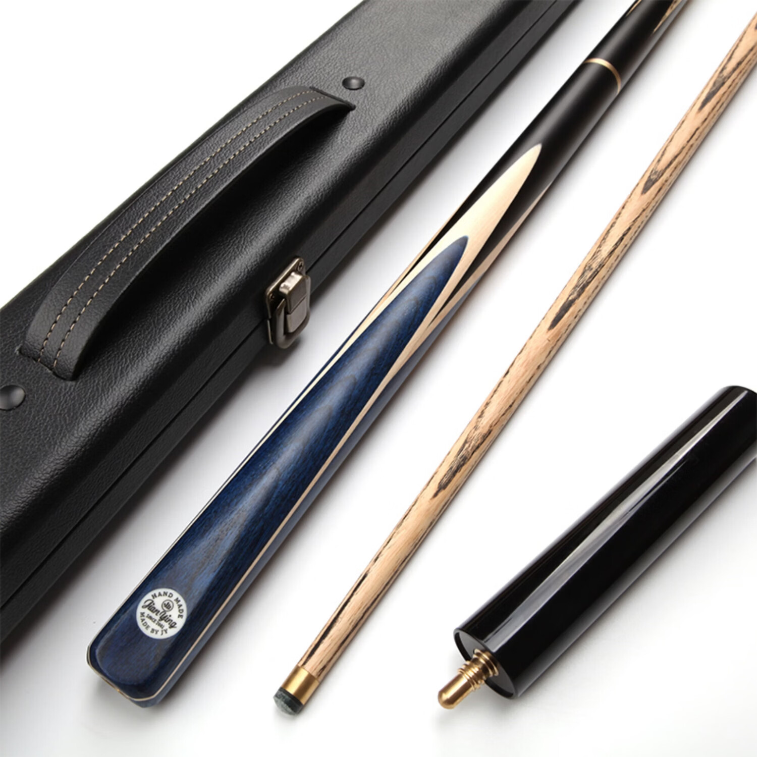 Jianying Billiard Cue Small Tip Chinese Black 8 Eight-Ball English Snooker White Waxwood Split Universal Pool Cue Blue Dragon