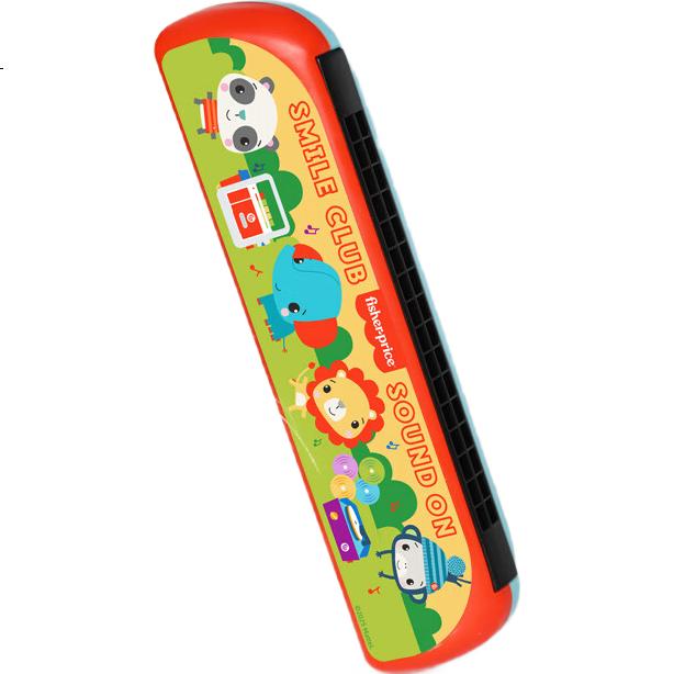 Детская губная гармошка Fisher-Price, музыкальный инструмент для раннего развития, желто-красная, модель F6622